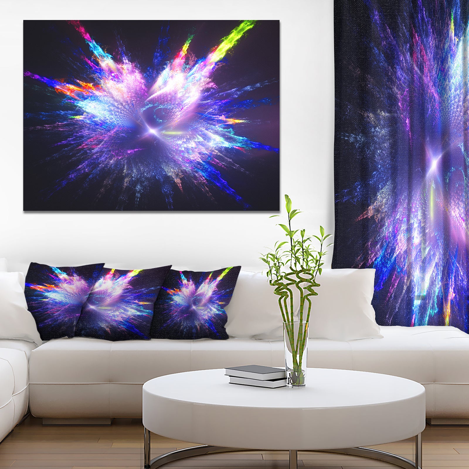 Blue Explosion of Paint Drops - Extra Large Floral Canvas Art Print