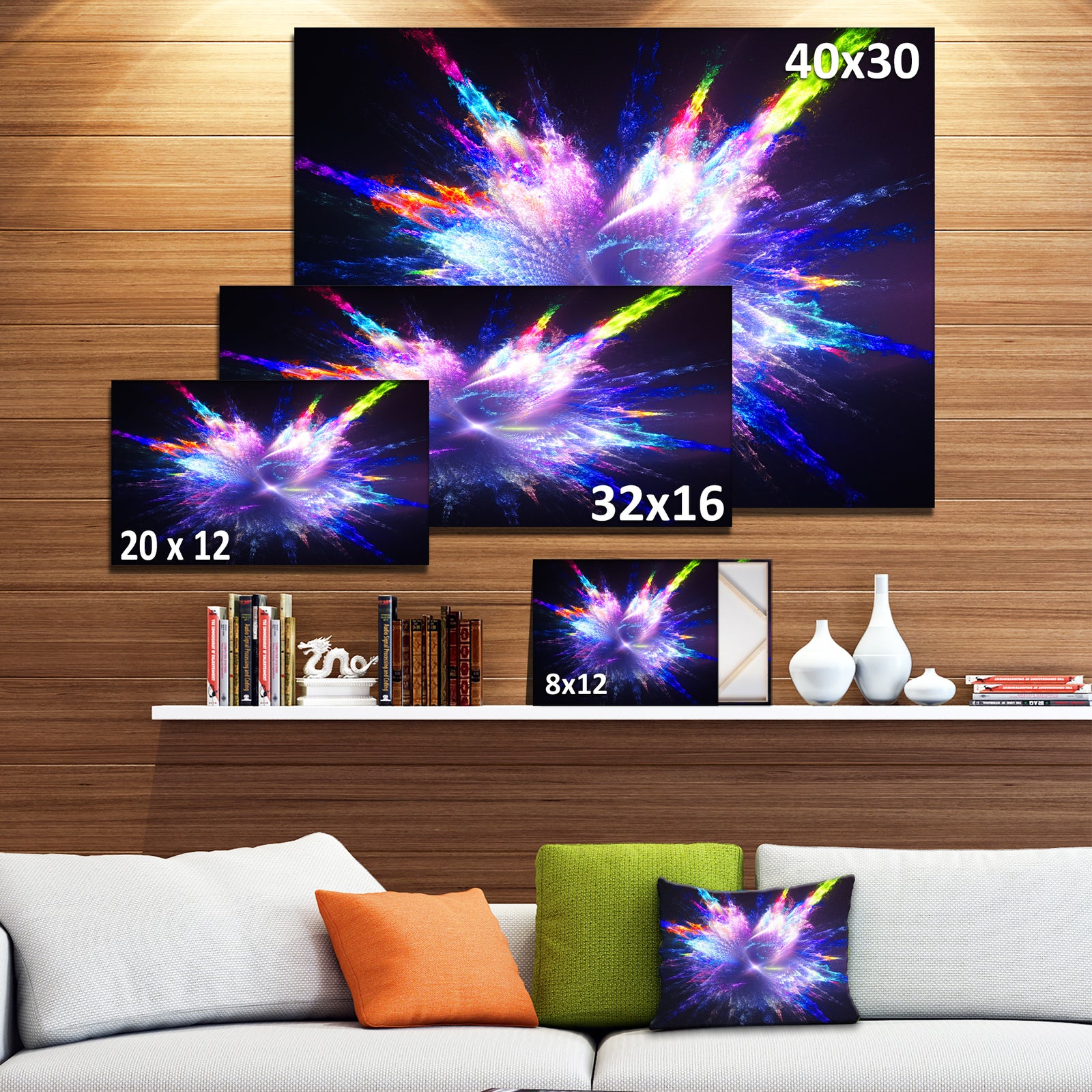 Blue Explosion of Paint Drops - Extra Large Floral Canvas Art Print