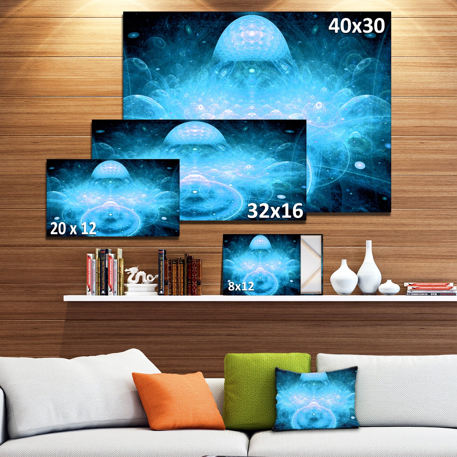 Infinite Light Blue Universe - Extra Large Floral Canvas Art Print