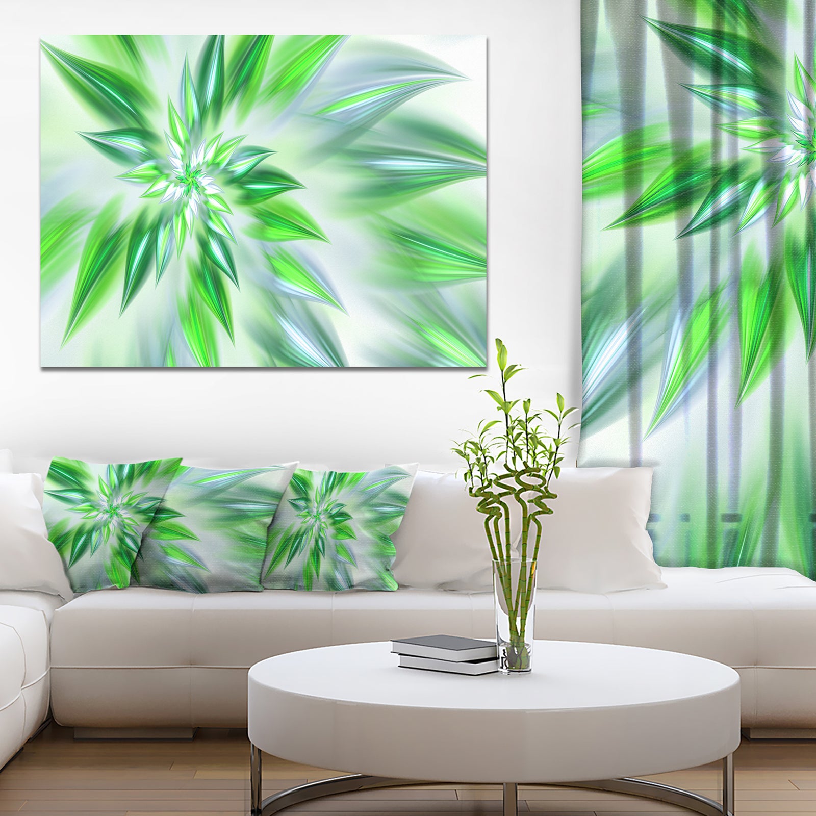 Exotic Dance of Green Petals - Extra Large Floral Canvas Art Print