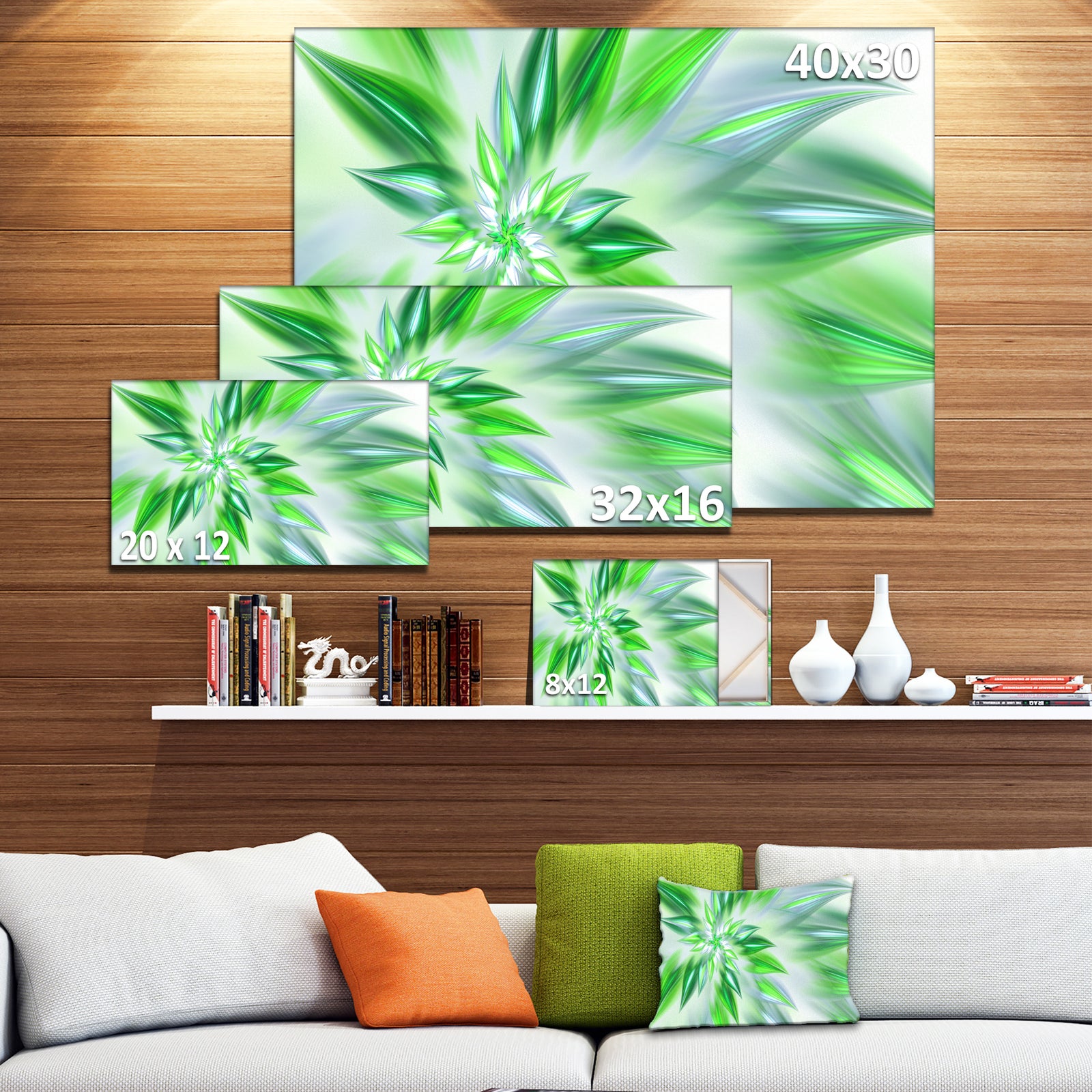 Exotic Dance of Green Petals - Extra Large Floral Canvas Art Print