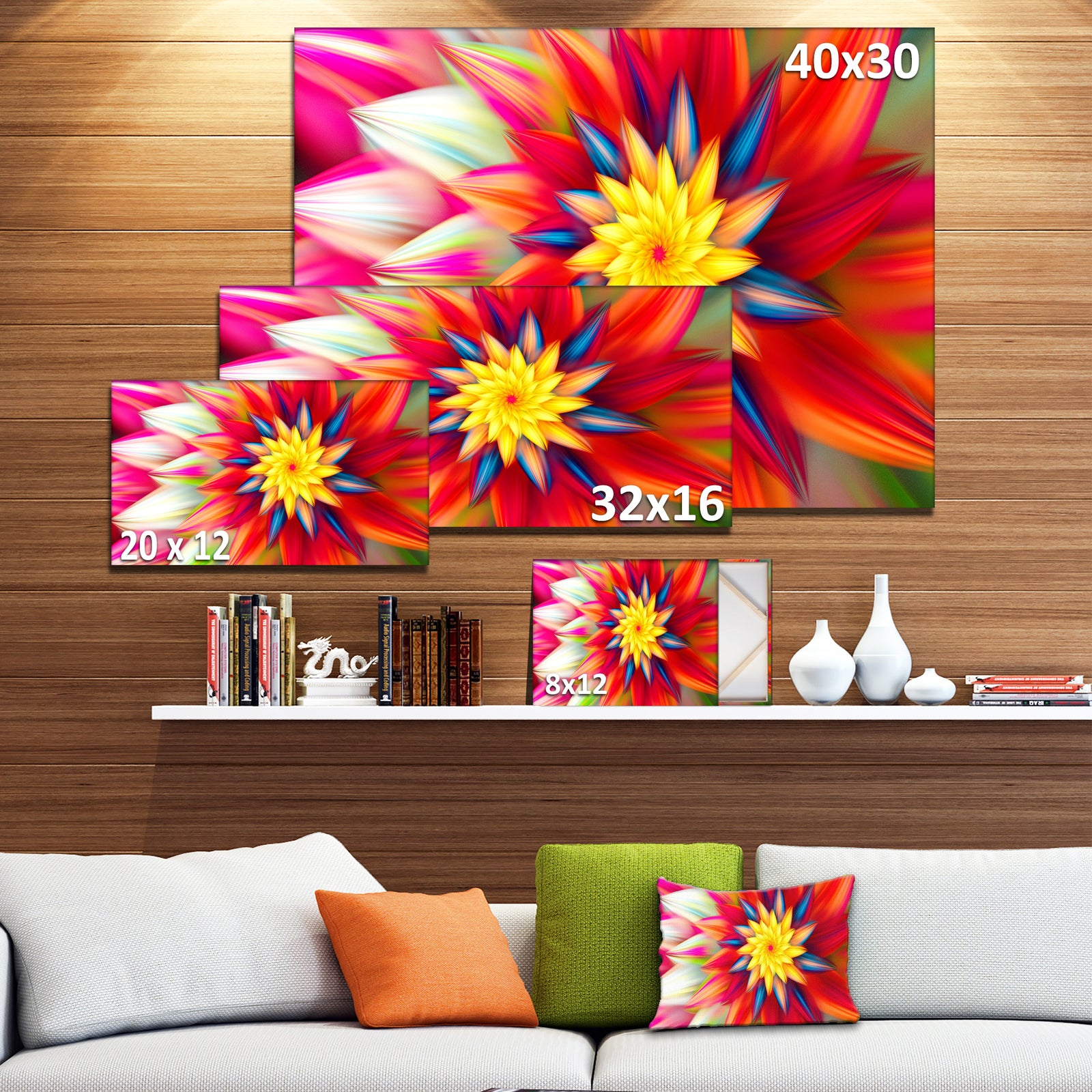 Amazing Dance of Red Petals - Extra Large Floral Canvas Art Print