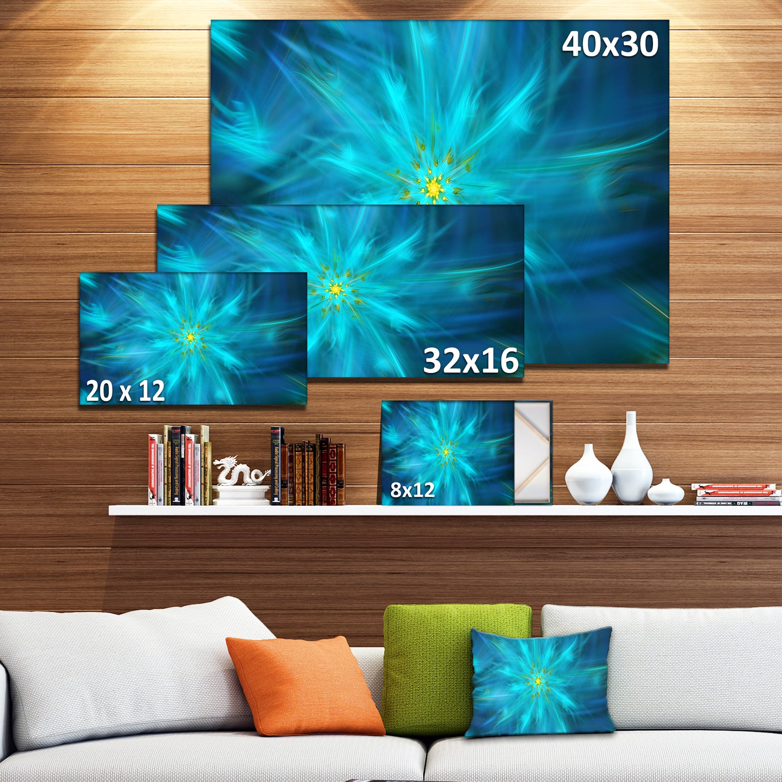 Amazing Dance of Blue Petals - Extra Large Floral Canvas Art Print