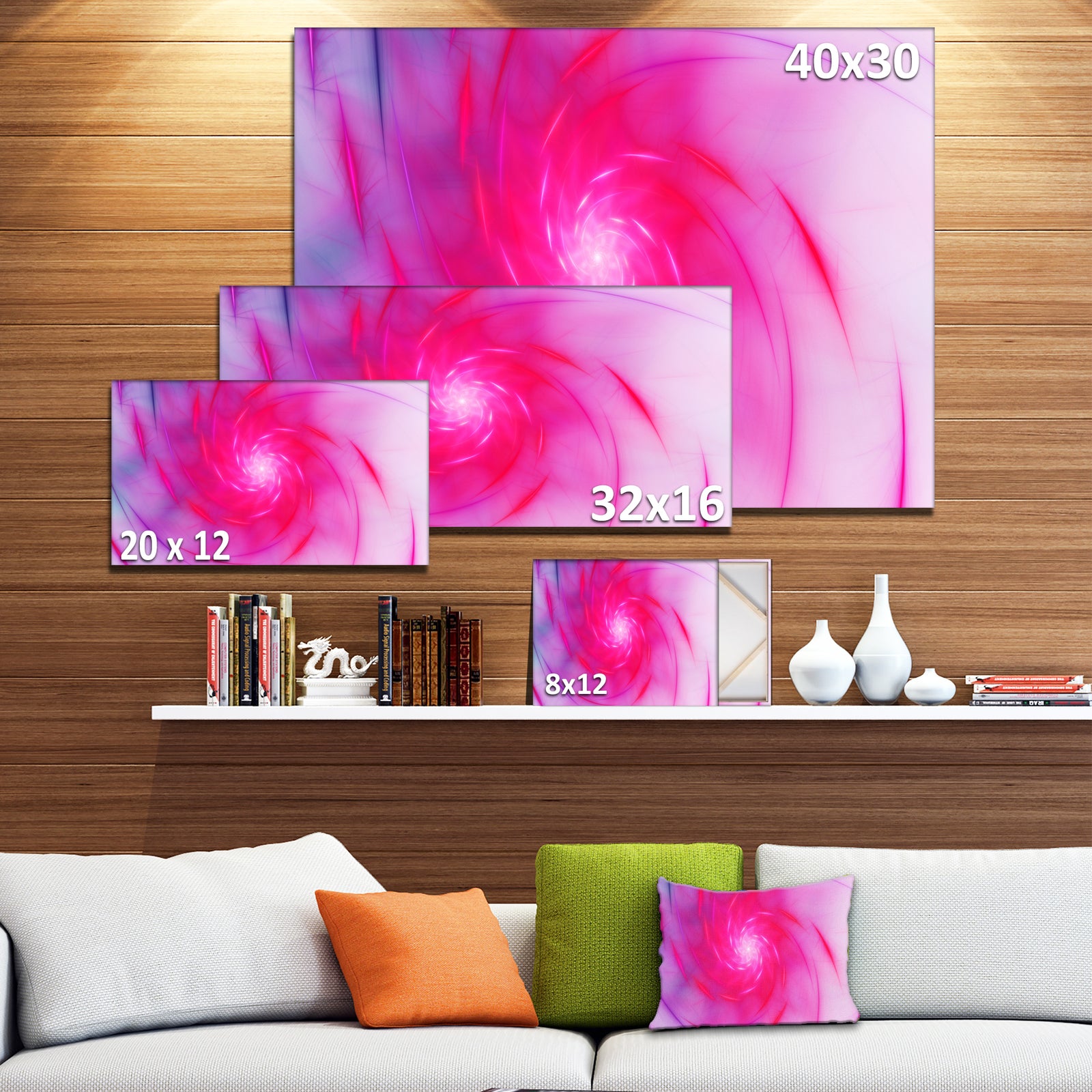 Beautiful Fractal Pink Whirlpool - Extra Large Floral Canvas Art Print