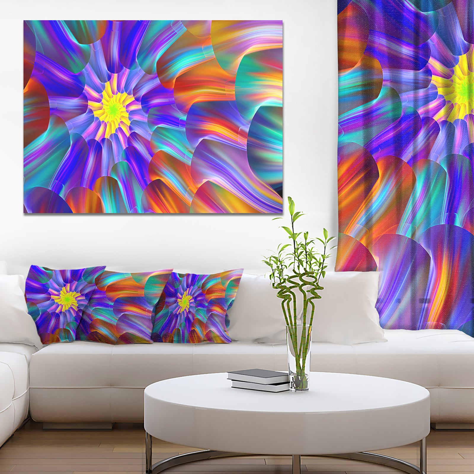 Spectacular Stain Glass with Spirals - Extra Large Floral Canvas Art Print