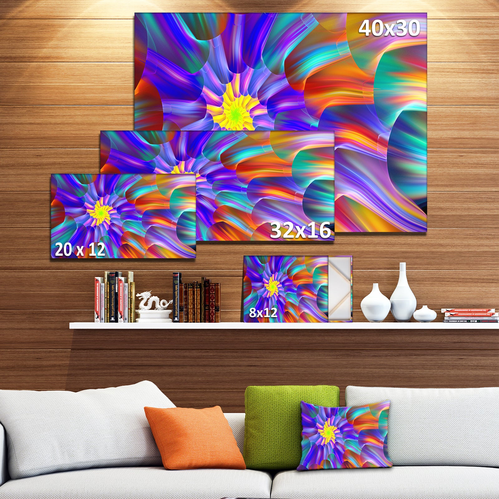 Spectacular Stain Glass with Spirals - Extra Large Floral Canvas Art Print