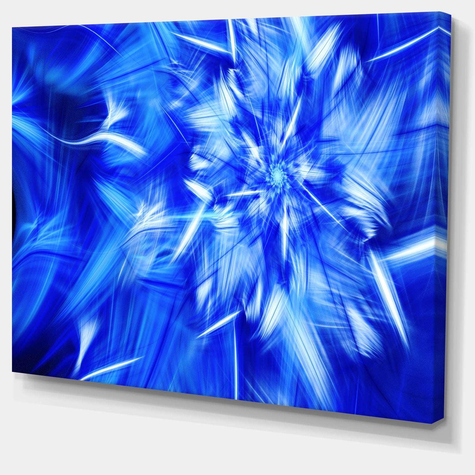 Rotating Bright Blue Fireworks - Extra Large Floral Canvas Art Print