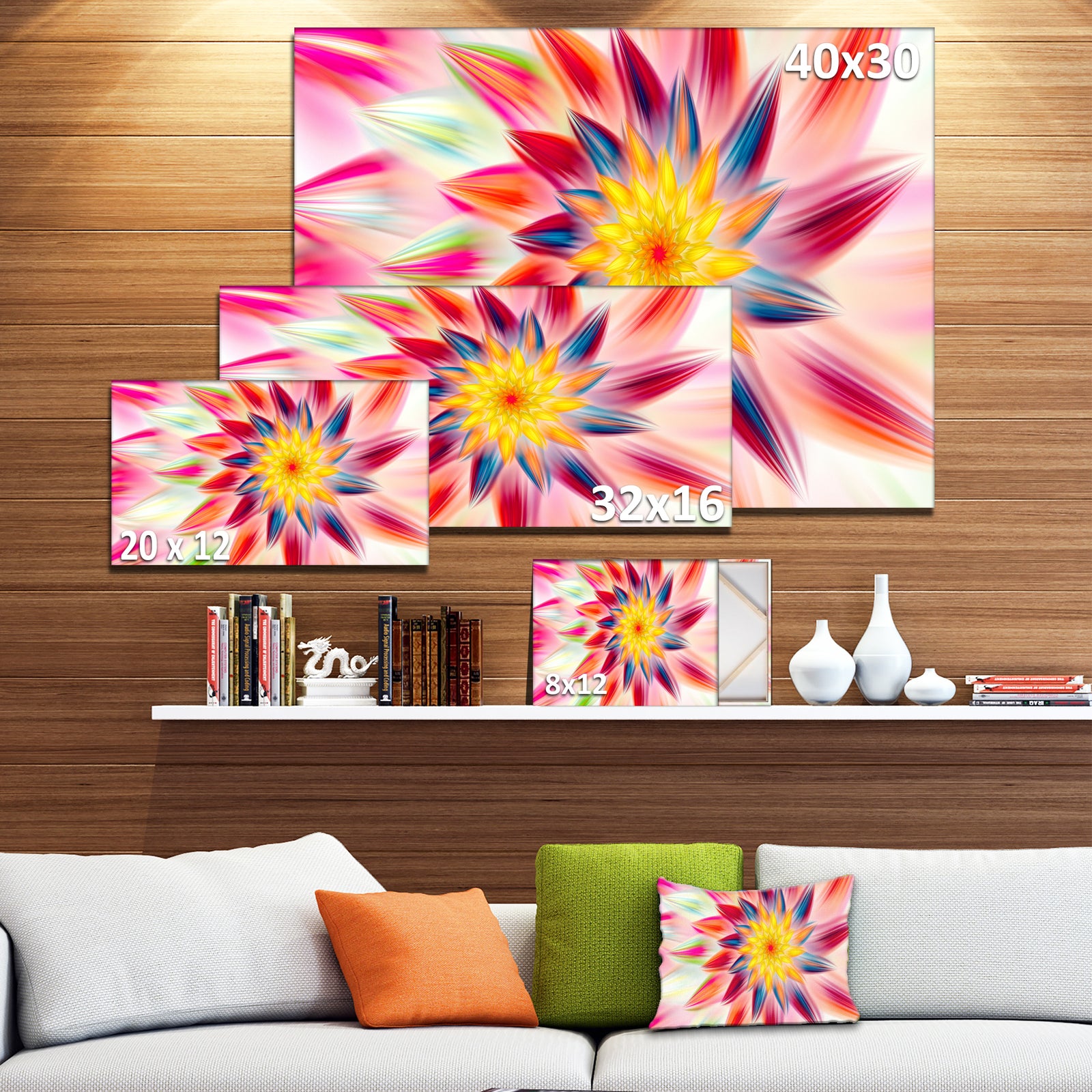 Pink Dancing Flower Petals - Extra Large Floral Canvas Art Print