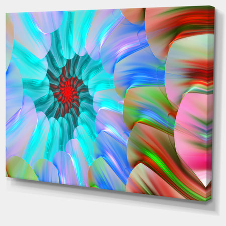 Blue Colored Stain Glass with Spirals - Extra Large Floral Canvas Art Print