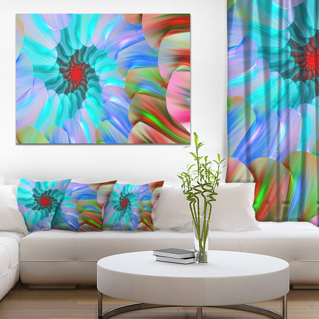 Blue Colored Stain Glass with Spirals - Extra Large Floral Canvas Art Print