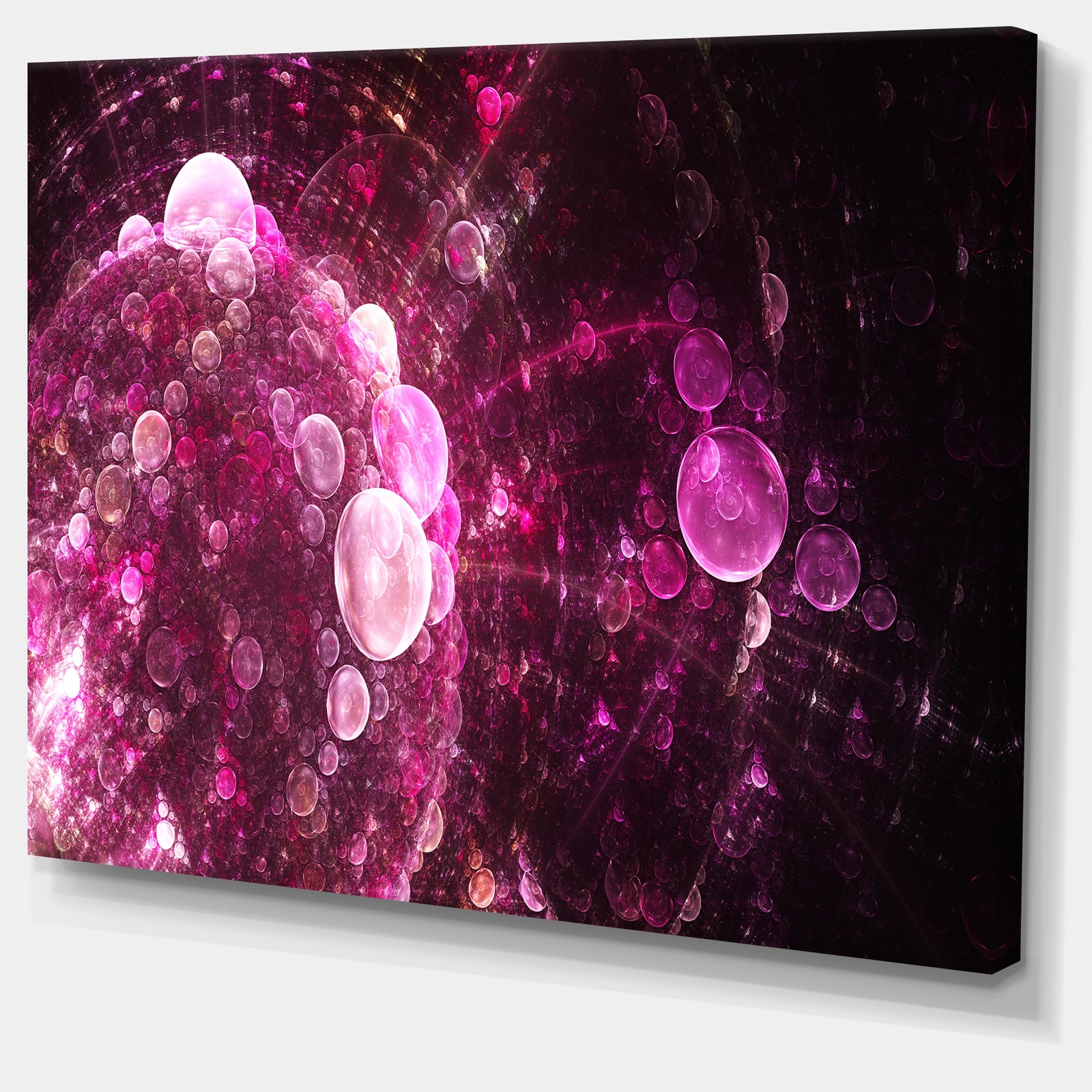 Pink on Black World Bubbles - Extra Large Floral Canvas Art Print