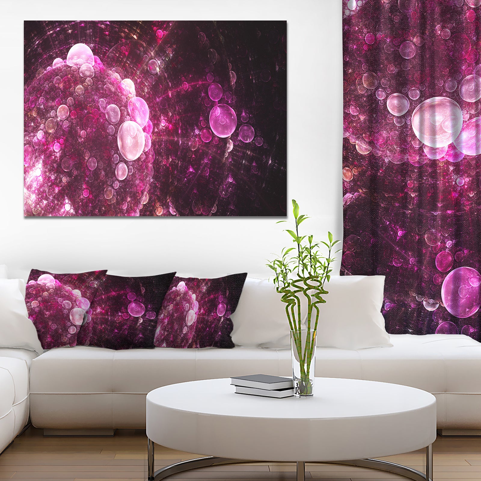 Pink on Black World Bubbles - Extra Large Floral Canvas Art Print