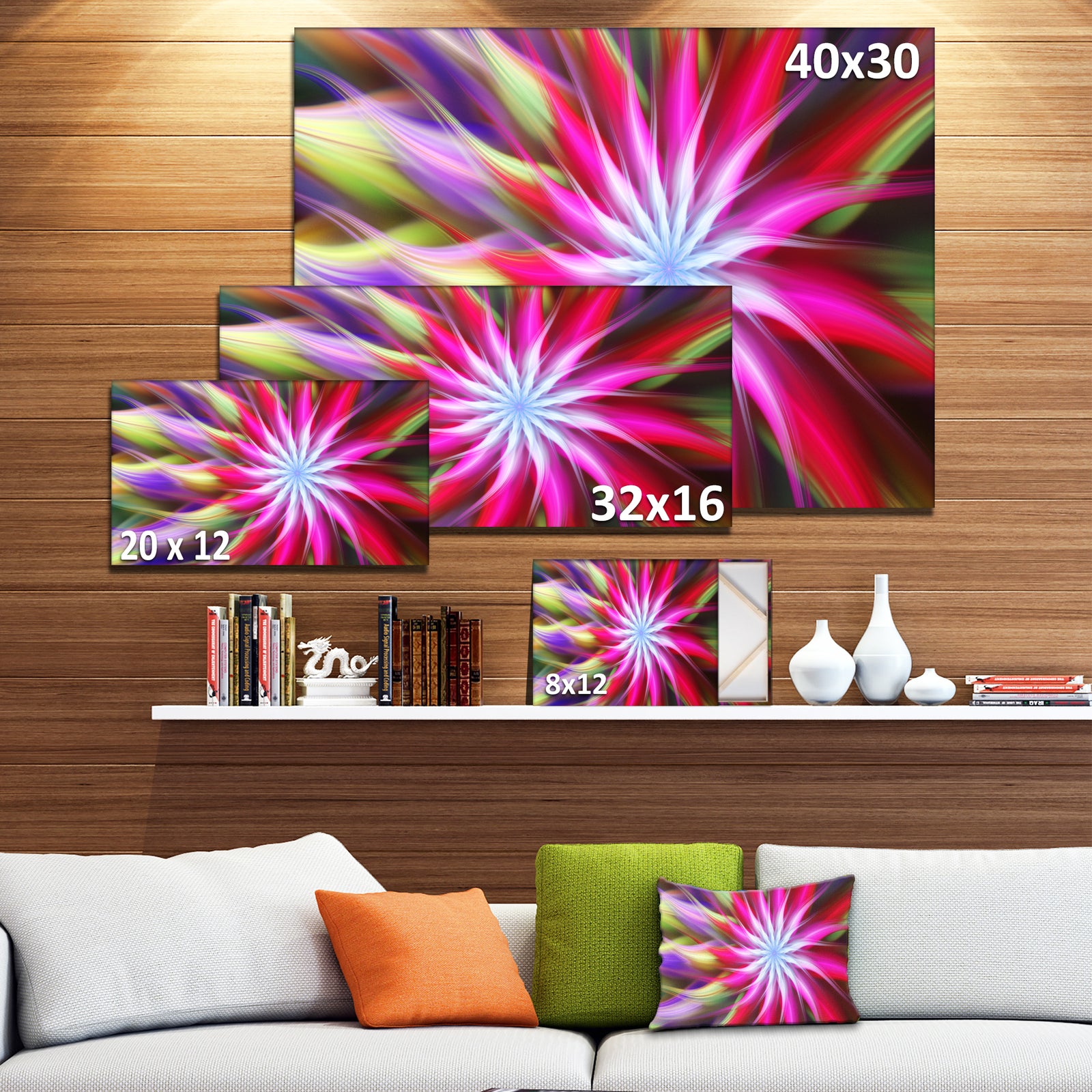 Pink Flower Dance Bright Spiral - Extra Large Floral Canvas Art Print
