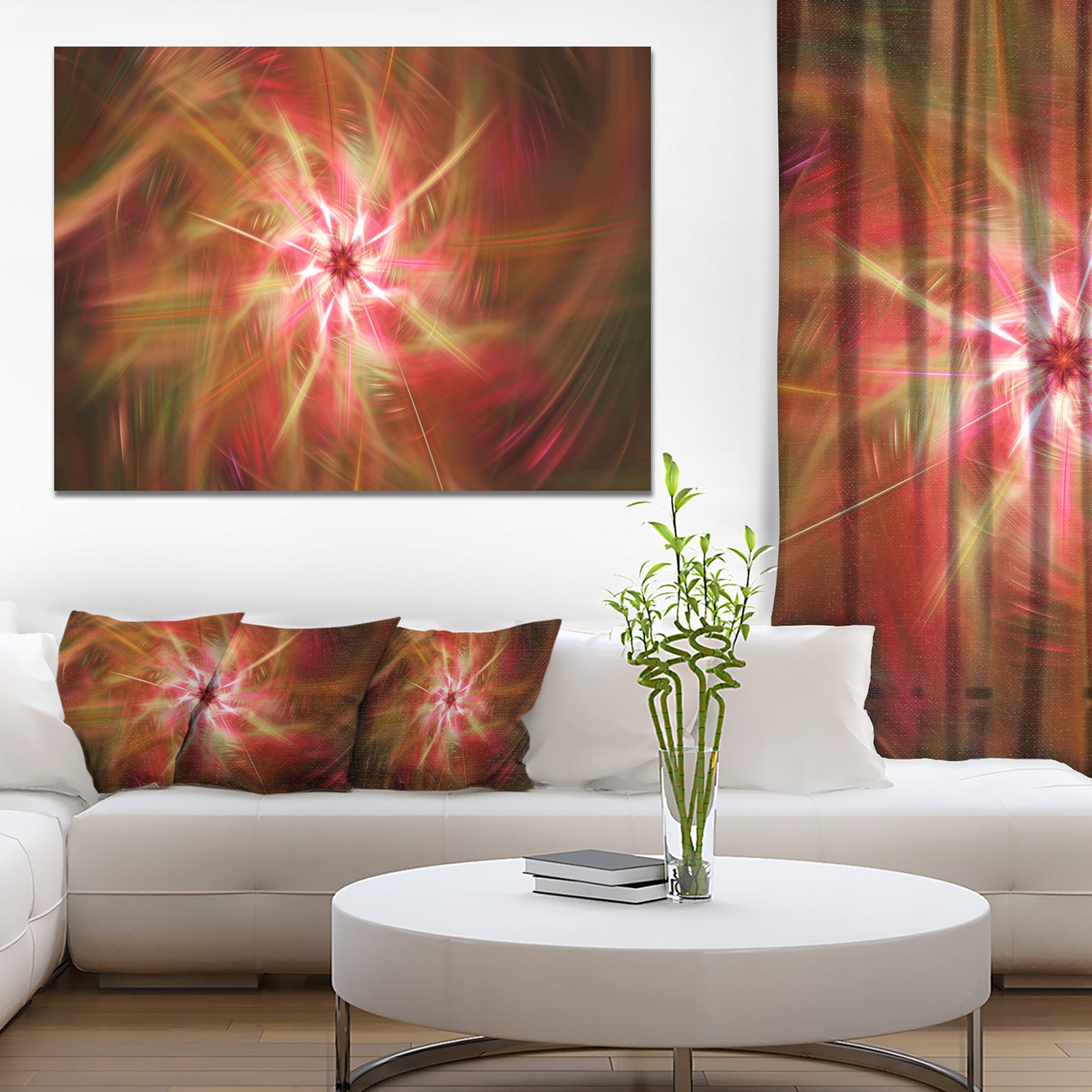 Rotating Brown Bright Fireworks - Extra Large Floral Canvas Art Print