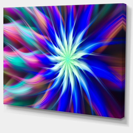 Dance of Bright Spiral Blue Flower - Extra Large Floral Canvas Art Print