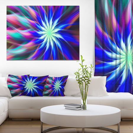 Dance of Bright Spiral Blue Flower - Extra Large Floral Canvas Art Print