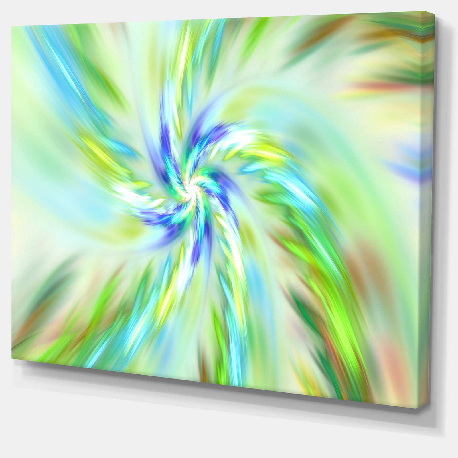 Dance of Bright Spiral Green Flower - Extra Large Floral Canvas Art Print