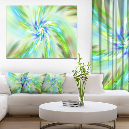 Dance of Bright Spiral Green Flower - Extra Large Floral Canvas Art Print