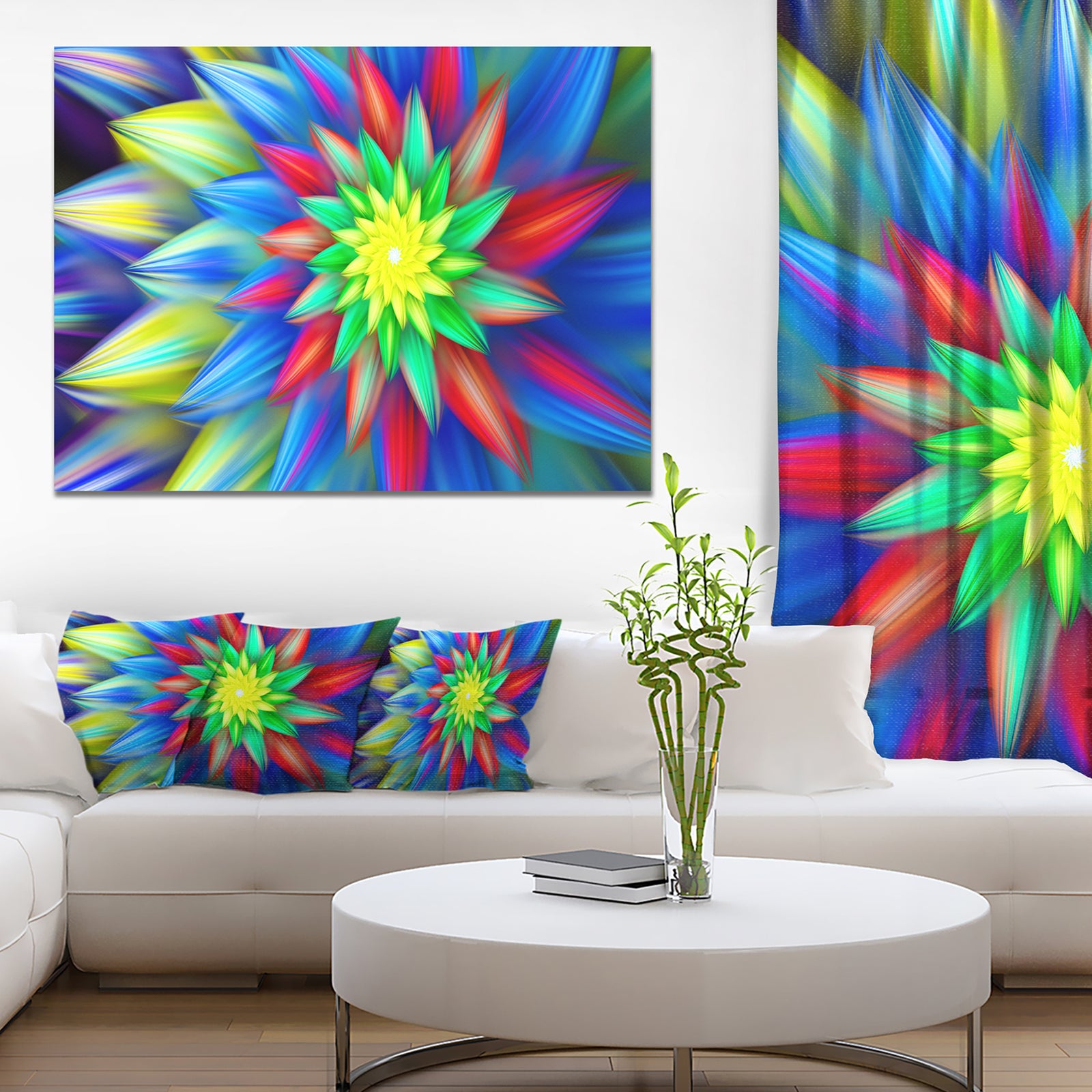 Dance of Bright Multi-Color Flower - Extra Large Floral Canvas Art Print