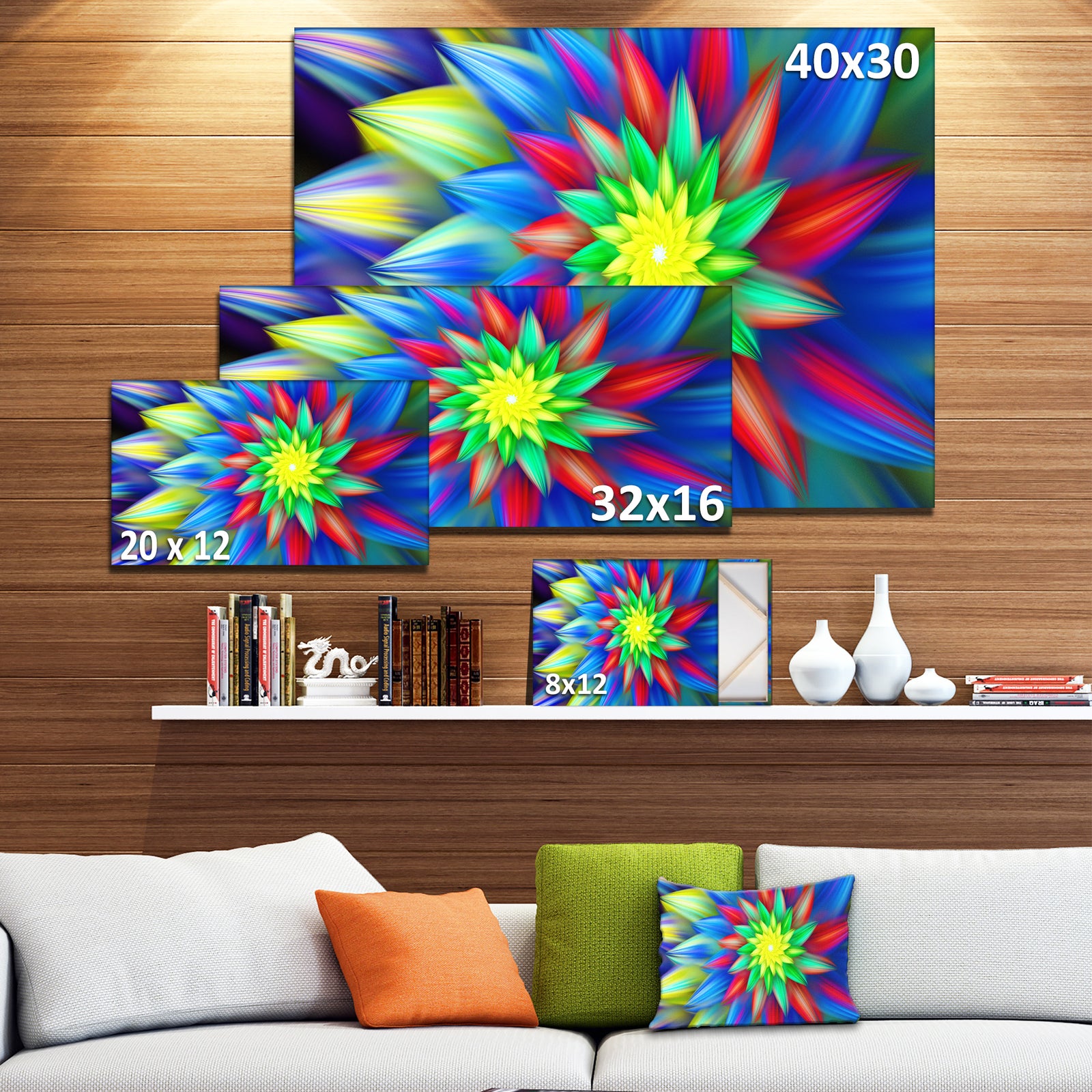 Dance of Bright Multi-Color Flower - Extra Large Floral Canvas Art Print