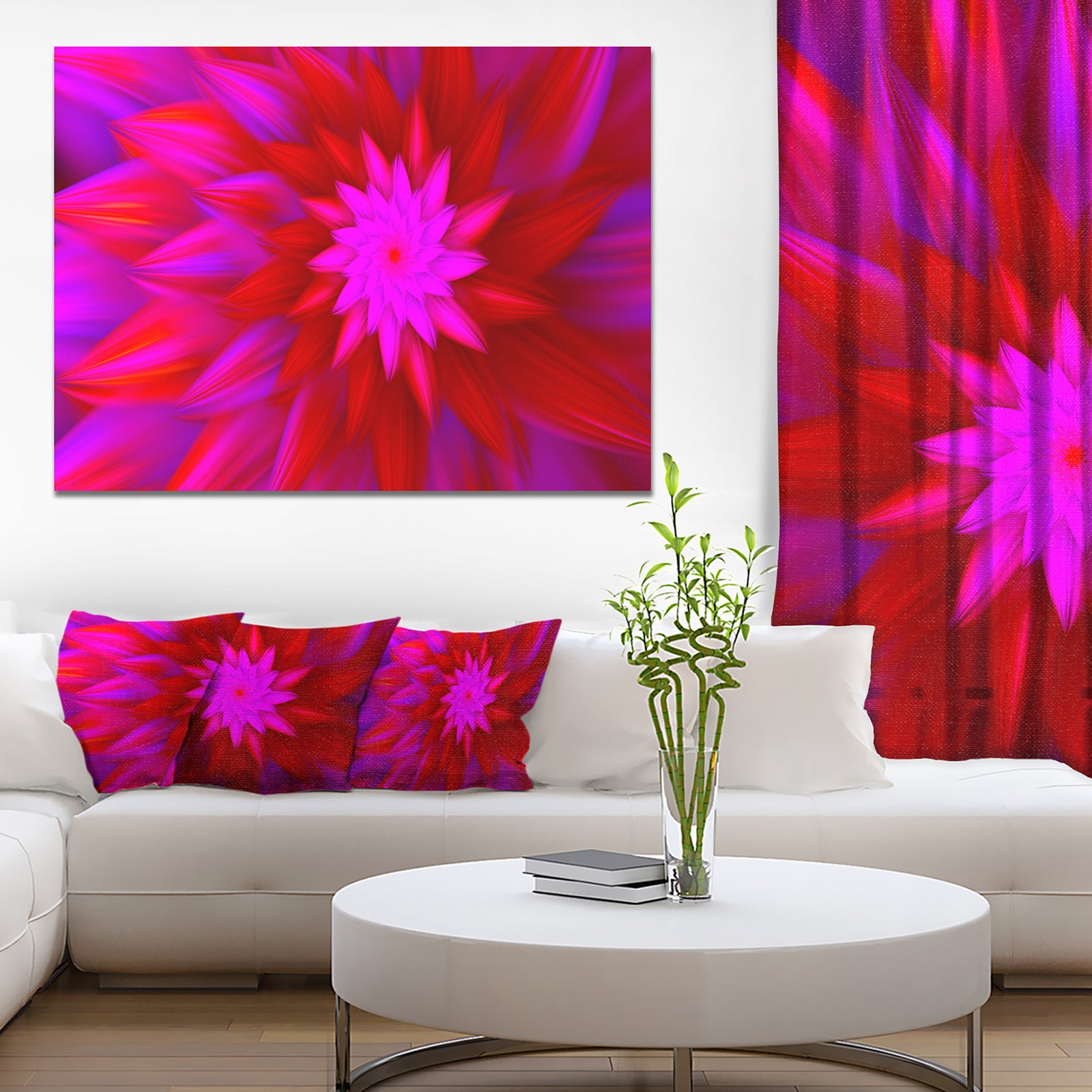 Dance of Bright Spiral Pink Flower - Extra Large Floral Canvas Art Print
