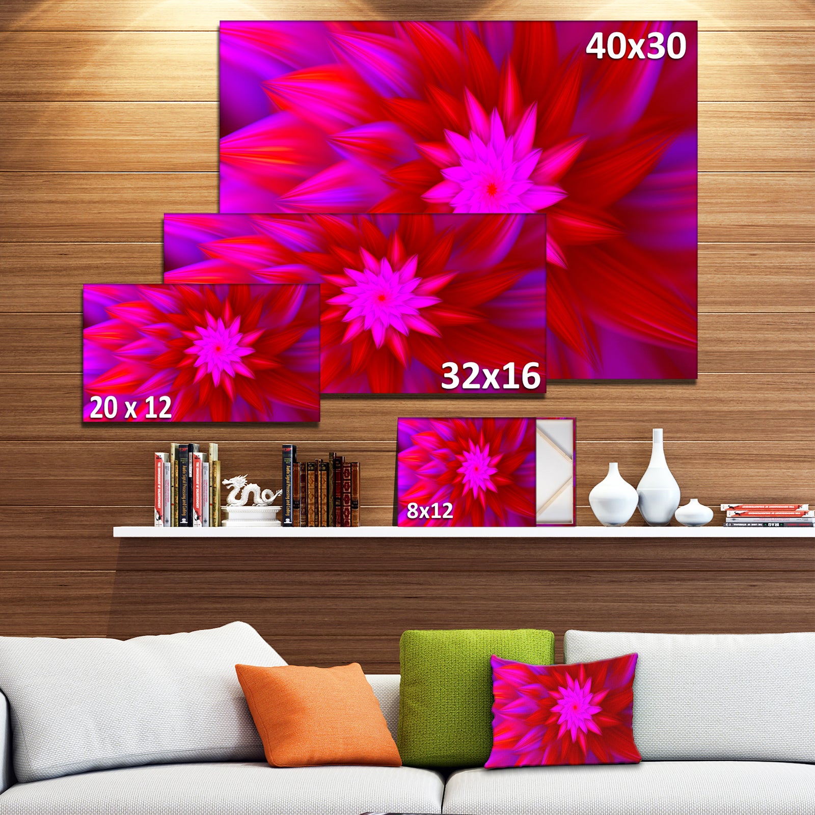 Dance of Bright Spiral Pink Flower - Extra Large Floral Canvas Art Print