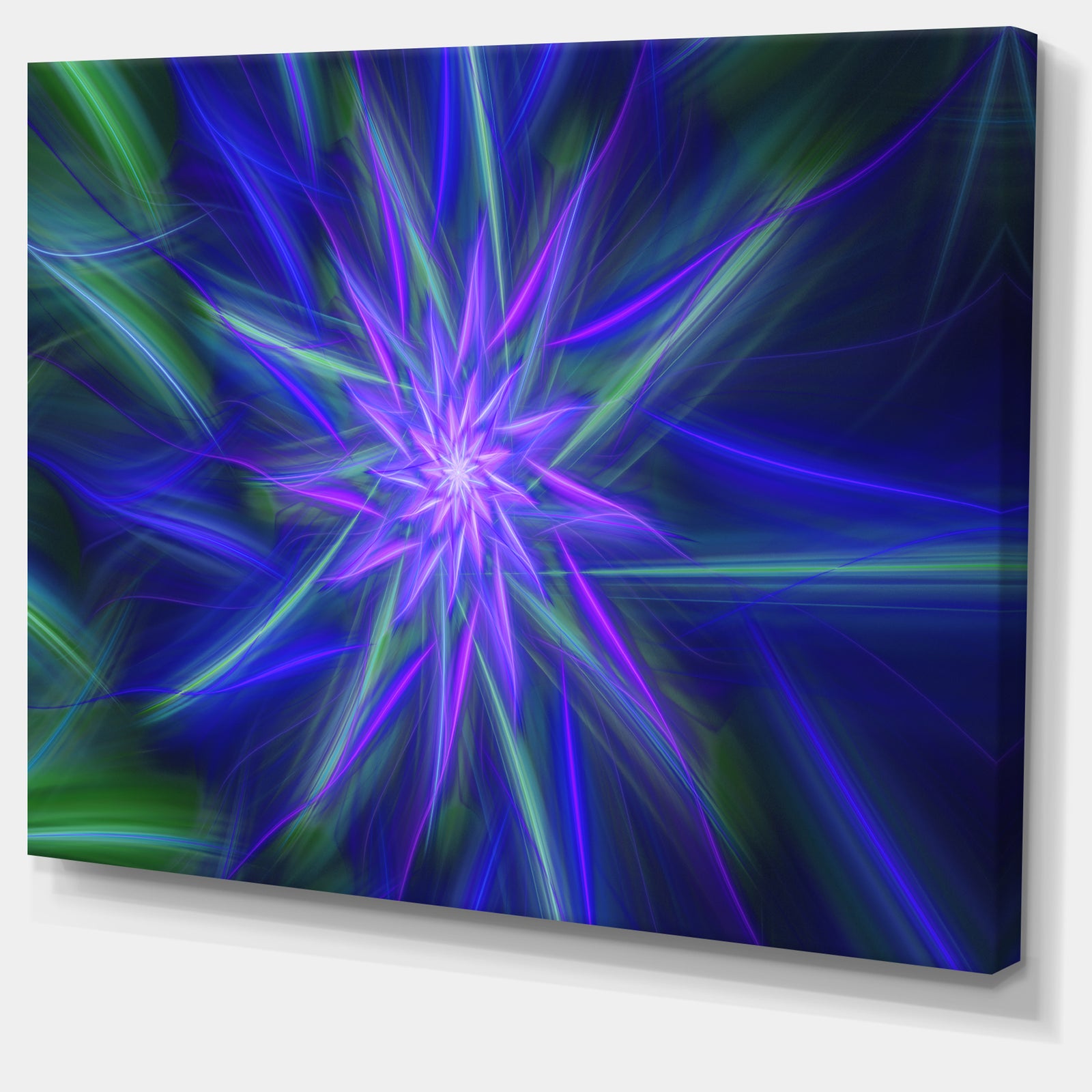 Shining Blue Exotic Fractal Flower - Extra Large Floral Canvas Art Print