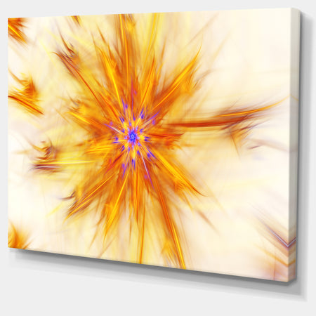 Shining Yellow Exotic Fractal Flower - Extra Large Floral Canvas Art Print