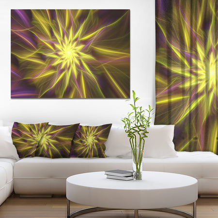 Shining Golden Exotic Fractal Flower - Extra Large Floral Canvas Art Print
