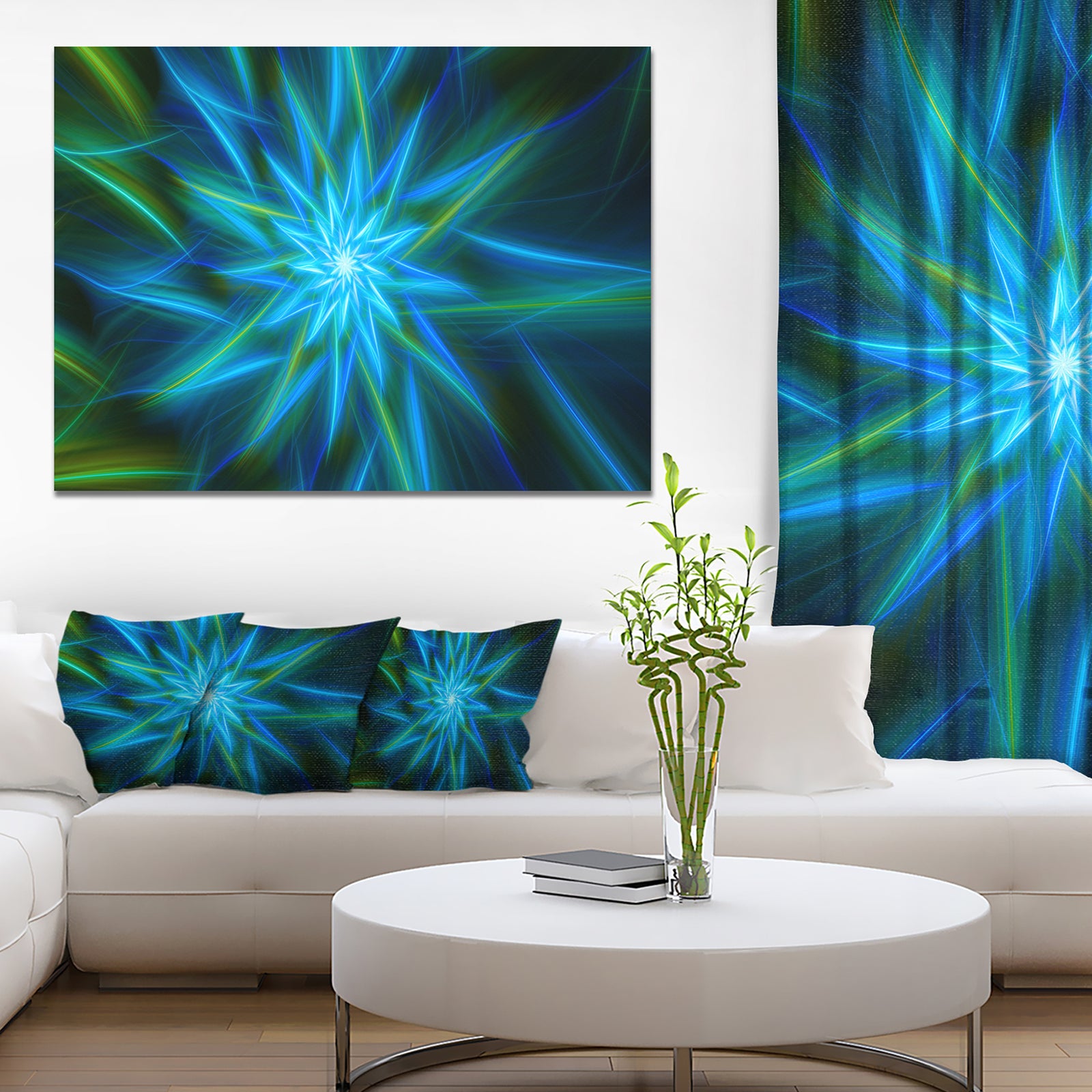Shining Turquoise Exotic Flower - Extra Large Floral Canvas Art Print