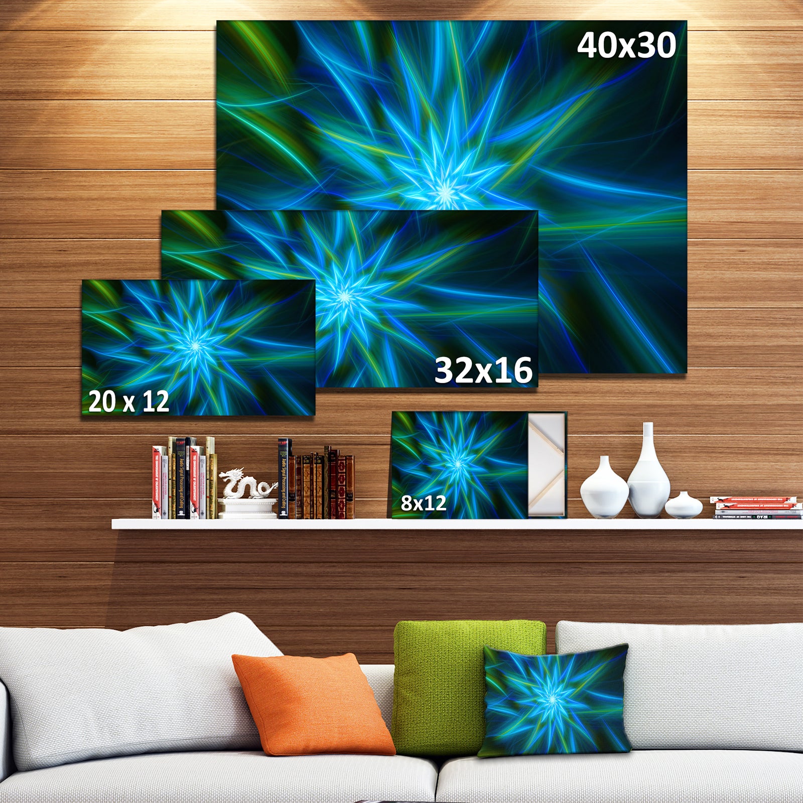 Shining Turquoise Exotic Flower - Extra Large Floral Canvas Art Print