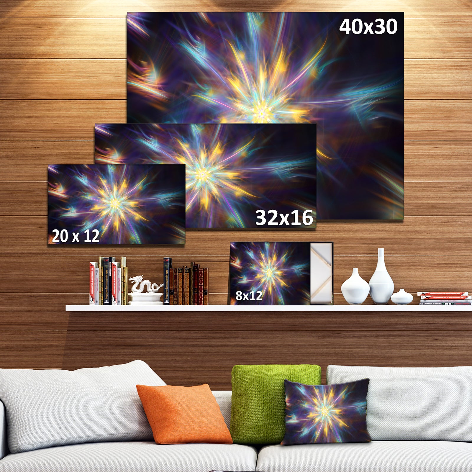 Shining Multi-Color Exotic Flower - Extra Large Floral Canvas Art Print