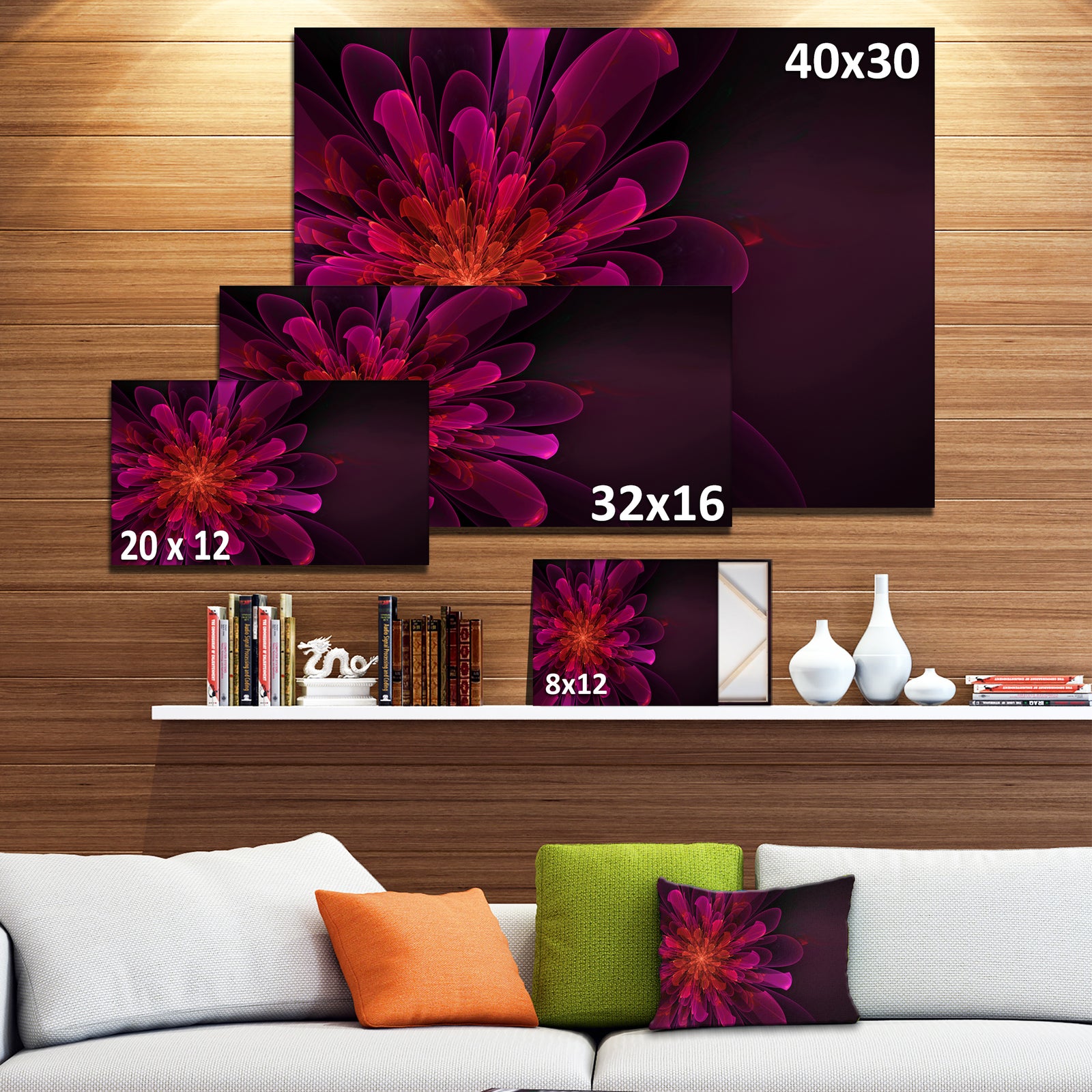 Large Pink Alien Fractal Flower - Extra Large Floral Canvas Art Print