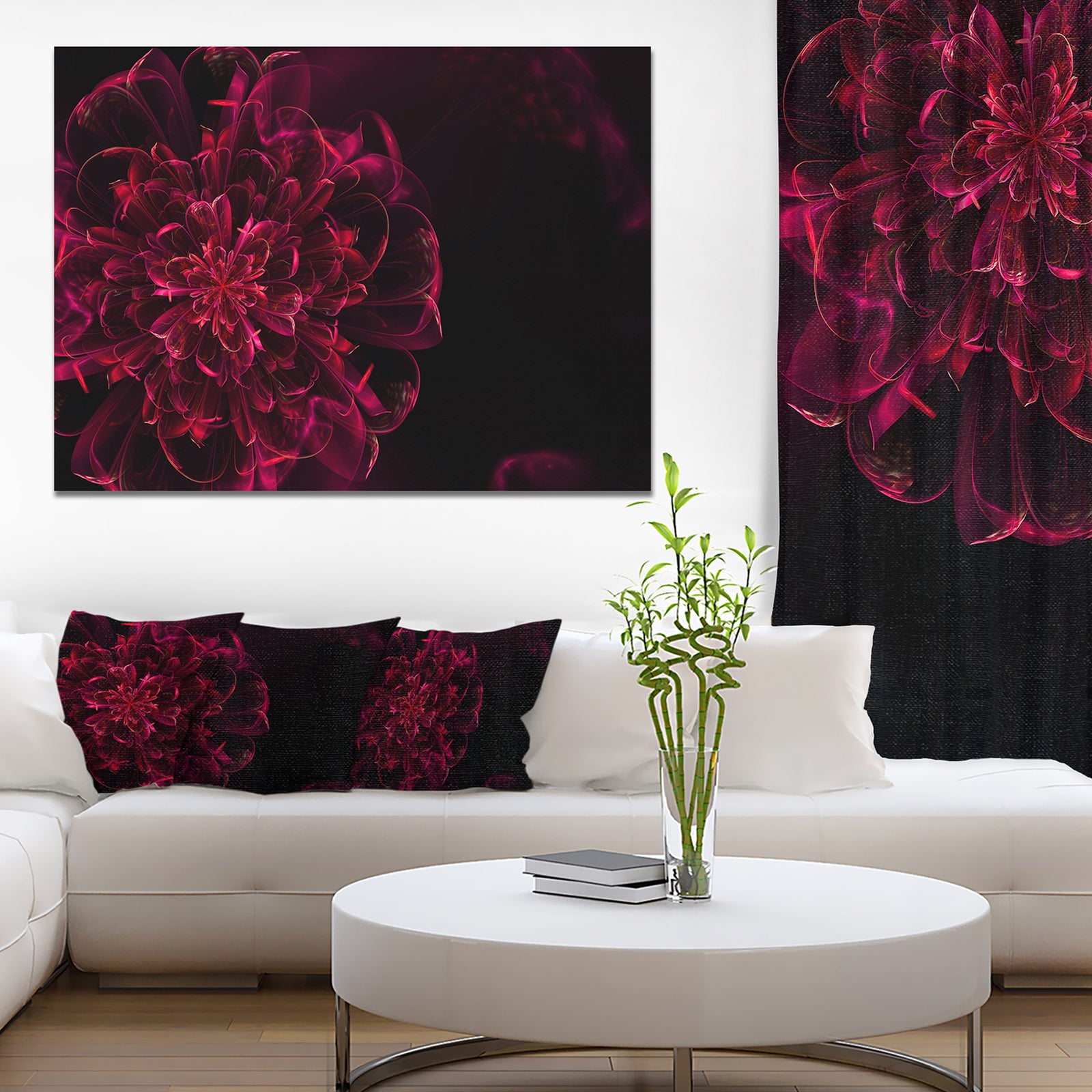 Large Red Alien Fractal Flower - Extra Large Floral Canvas Art Print