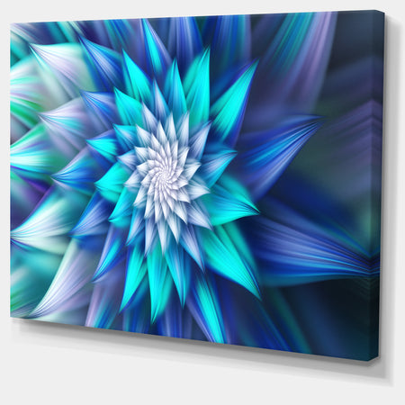 Large Blue Alien Fractal Flower - Extra Large Floral Canvas Art Print