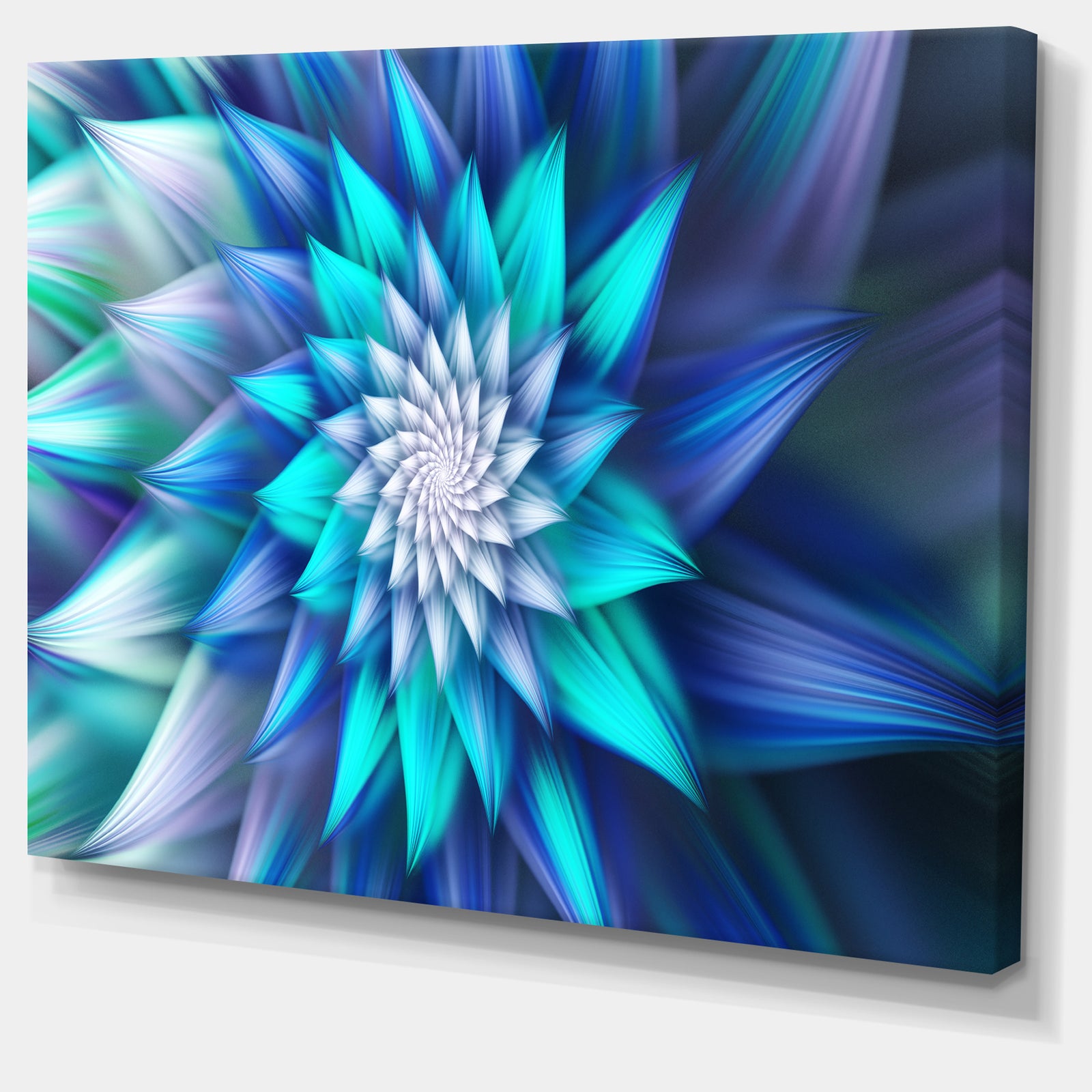 Large Blue Alien Fractal Flower - Extra Large Floral Canvas Art Print
