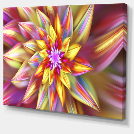 Large Multi-Color Alien Fractal Flower - Extra Large Floral Canvas Art Print