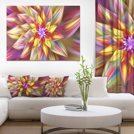 Large Multi-Color Alien Fractal Flower - Extra Large Floral Canvas Art Print