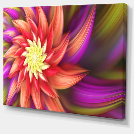 Large Red Purple Alien Flower - Extra Large Floral Canvas Art Print