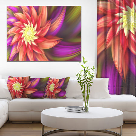 Large Red Purple Alien Flower - Extra Large Floral Canvas Art Print