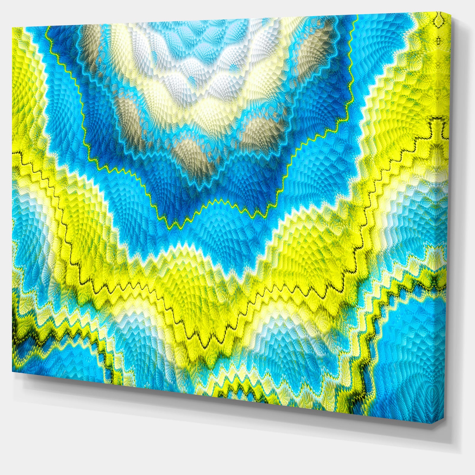 Blue Yellow Spiral Snake Skin - Extra Large Floral Canvas Art Print
