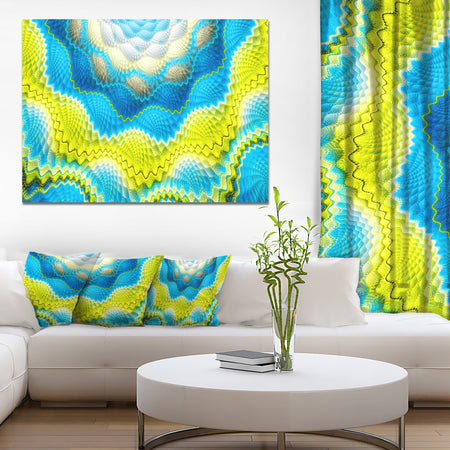 Blue Yellow Spiral Snake Skin - Extra Large Floral Canvas Art Print