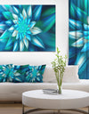 Huge Blue Fractal Flower - Extra Large Floral Canvas Art Print