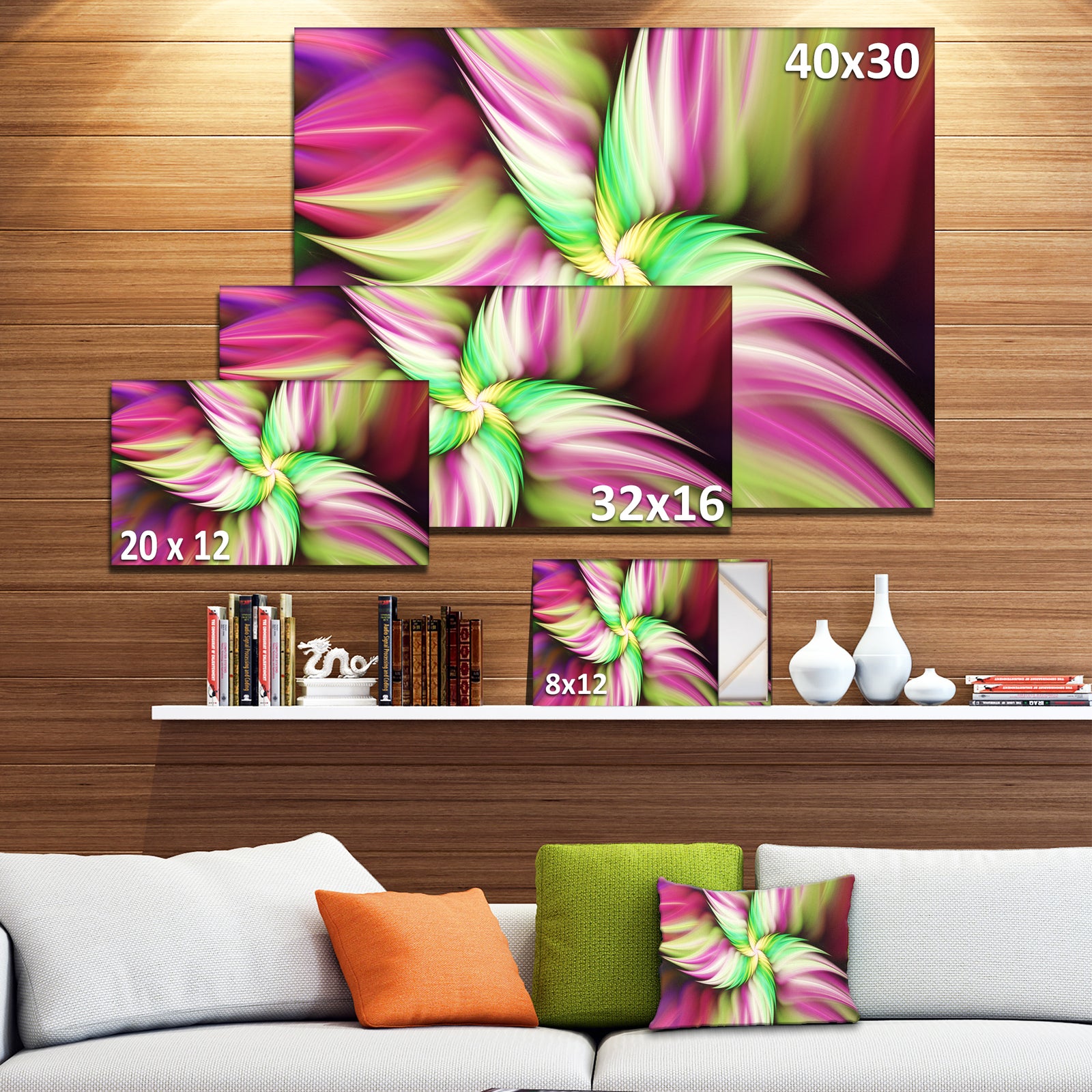 Huge Rotating Pink Flower - Extra Large Floral Canvas Art Print