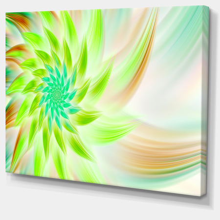 Huge Bright Green Fractal Flower - Extra Large Floral Canvas Art Print