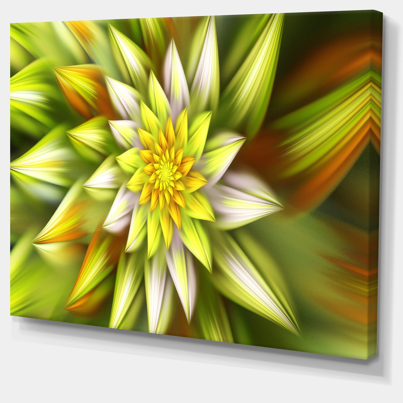 Huge Yellow Fractal Flower - Extra Large Floral Canvas Art Print