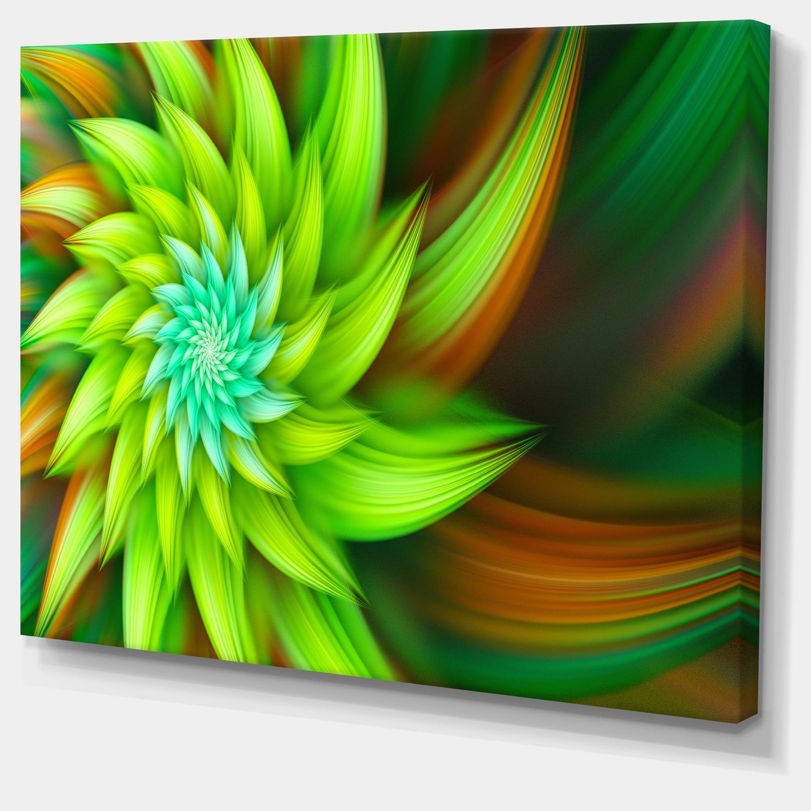 Huge Clear Green Fractal Flower - Extra Large Floral Canvas Art Print