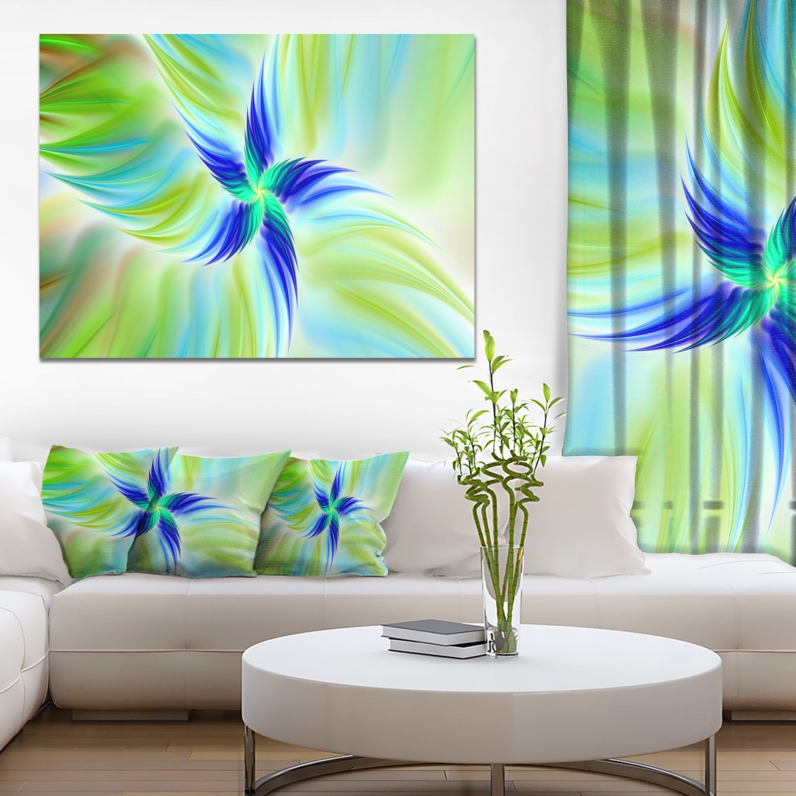 Huge Rotating Green Flower - Extra Large Floral Canvas Art Print