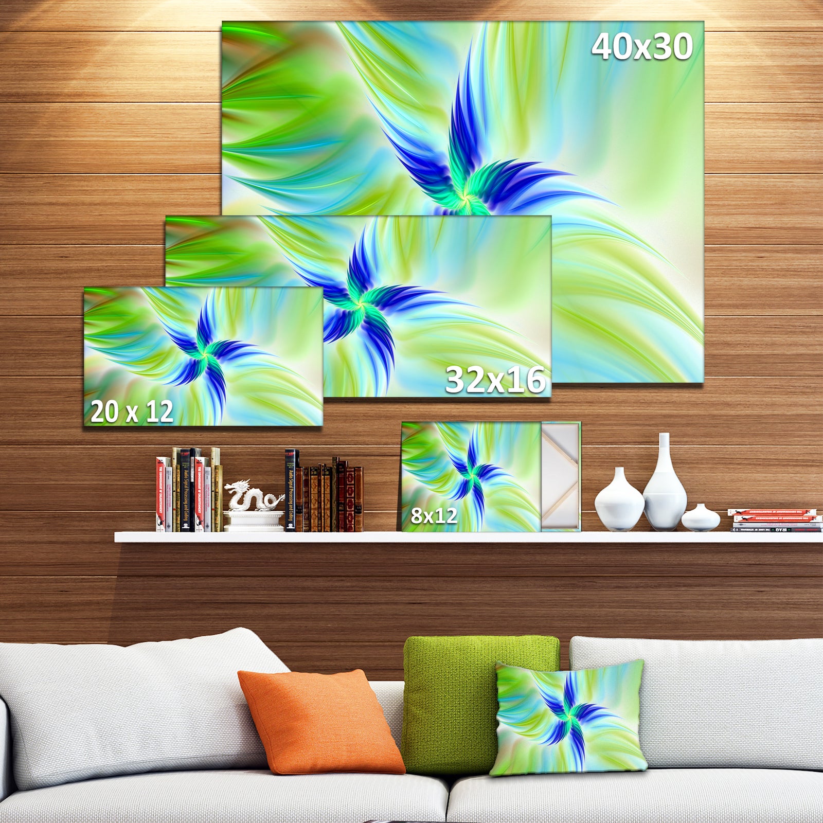Huge Rotating Green Flower - Extra Large Floral Canvas Art Print
