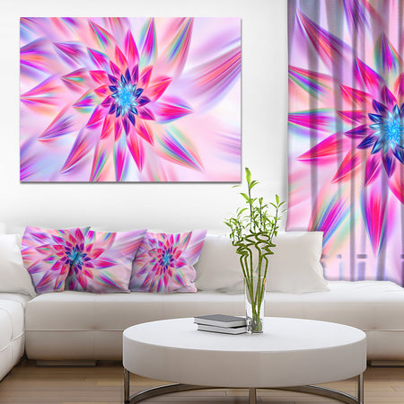 Huge Pink Blue Fractal Flower - Extra Large Floral Canvas Art Print